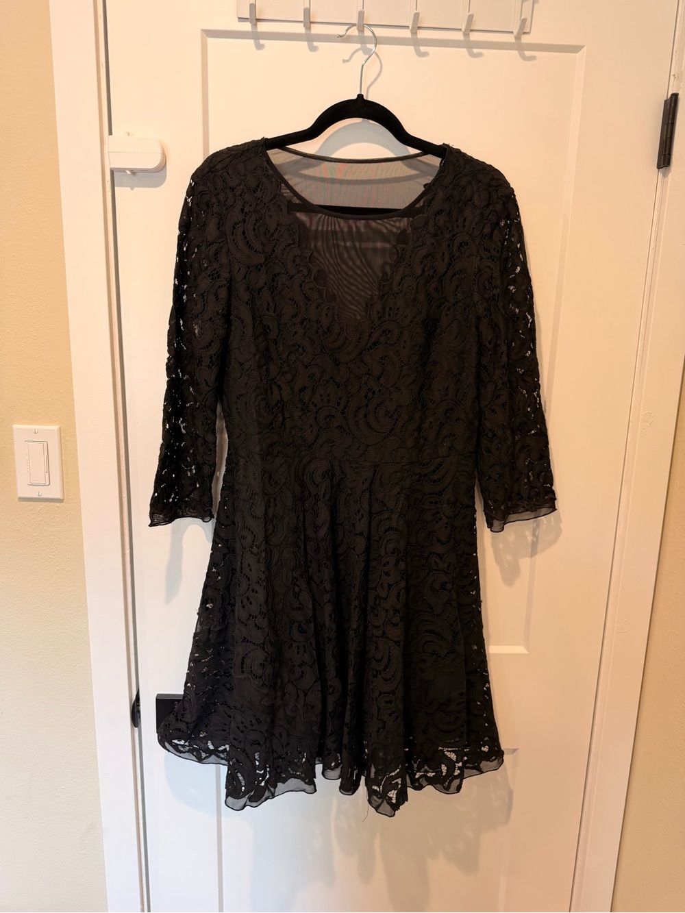 SAYLOR Black Lace Long-Sleeve Fit & Flare Dress
